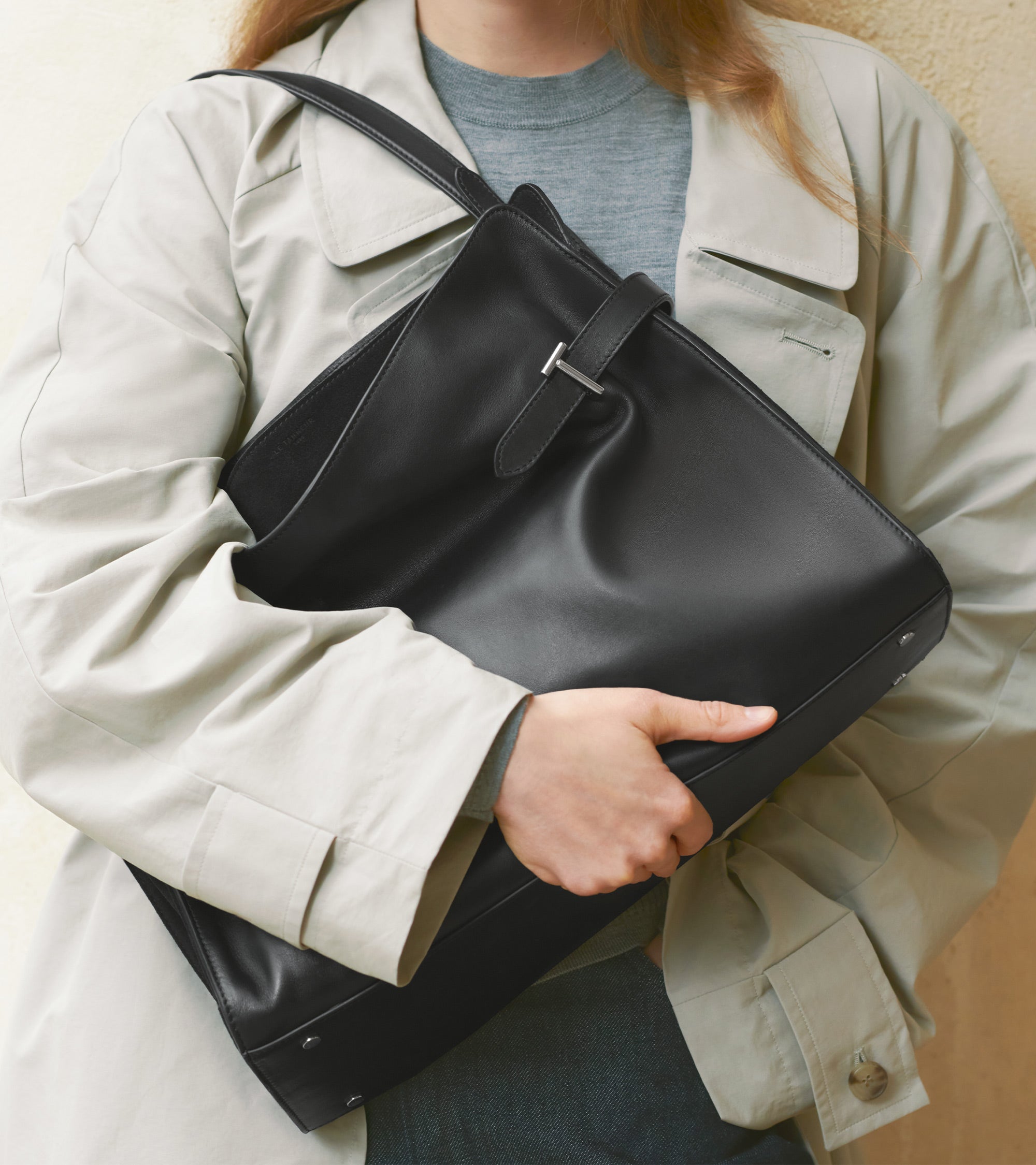 Emie maxi handbag in smooth leather and nubuck