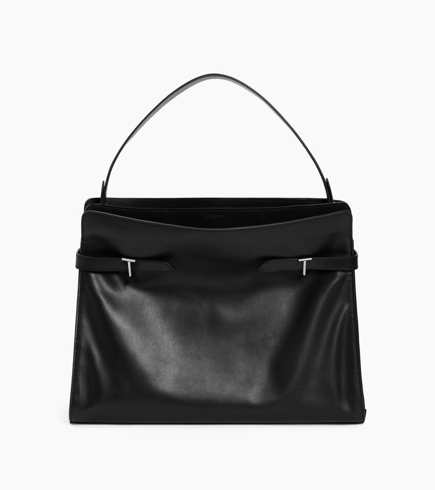 Maxi shoulder bag in smooth leather and nubuck