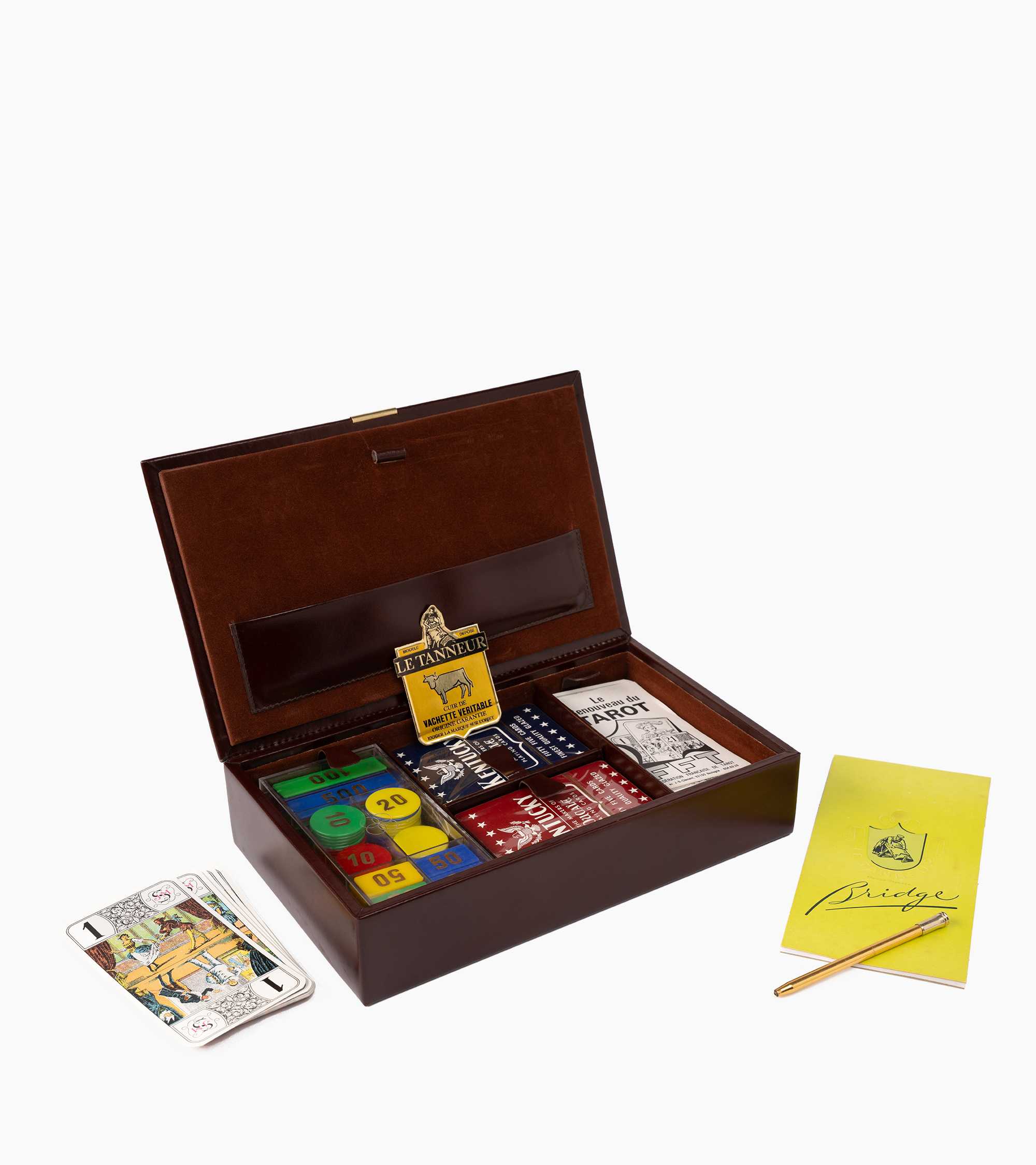 Estuche mediano para juegos de cartas modelo de piel