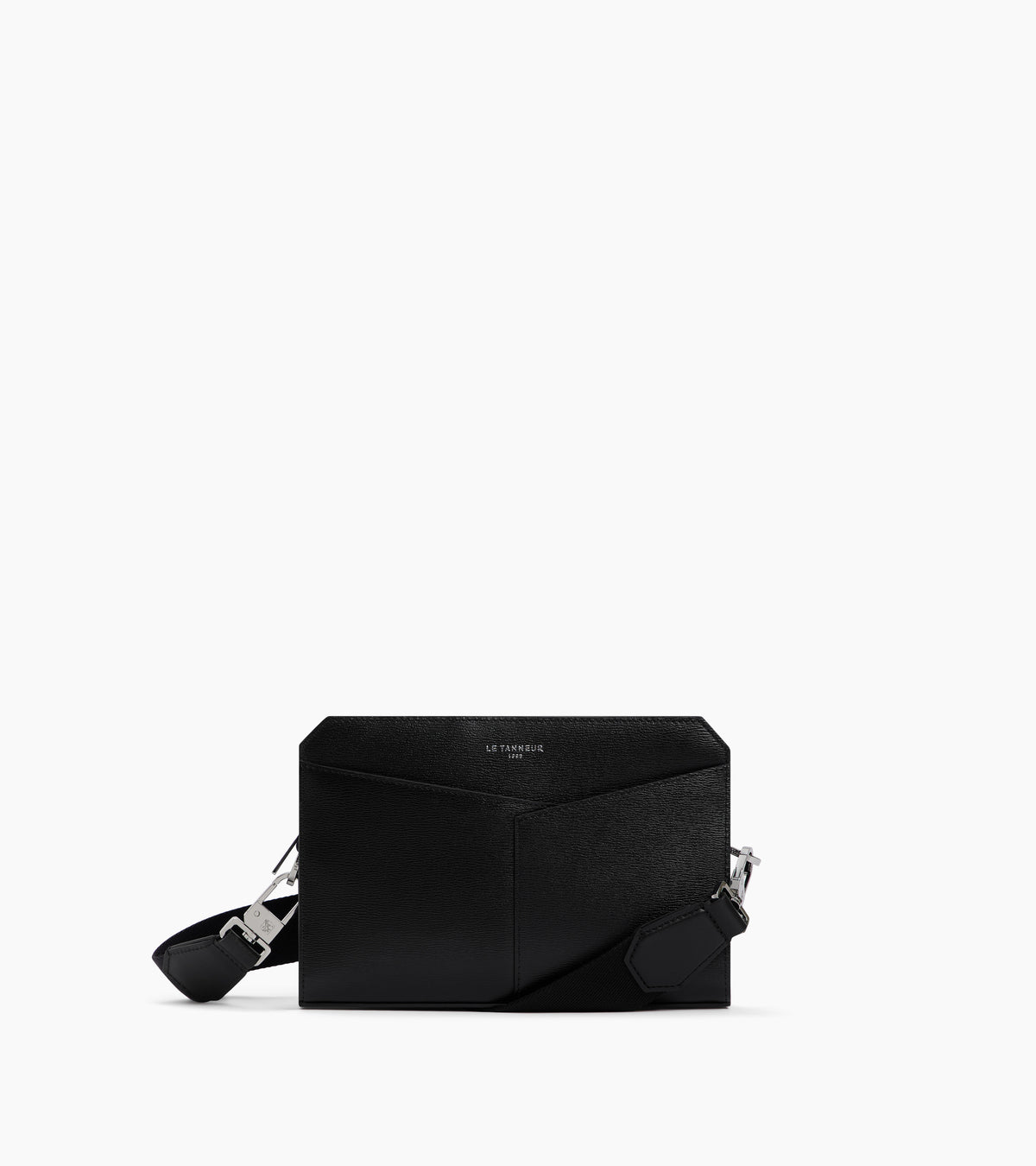 Anatole pouch with strap in bonded and smooth leather