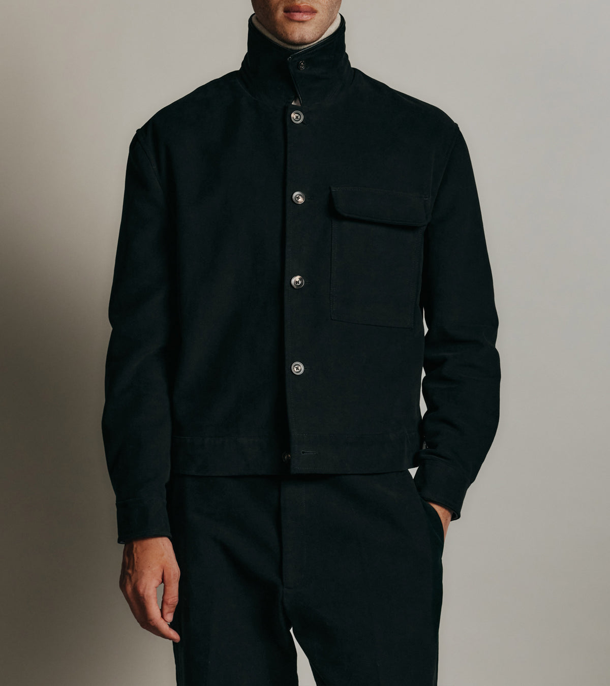 Jacke Le Tanneur x HAST aus Glattleder und Baumwollstoff