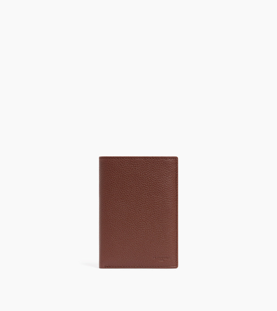 Charles large, vertical, zipped wallet with 2 gussets in grained leather