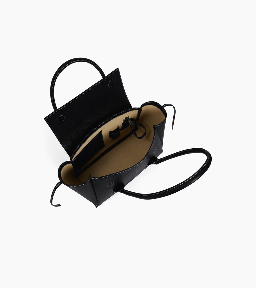 Sac cabas moyen modèle à rabat Elena en cuir grainé