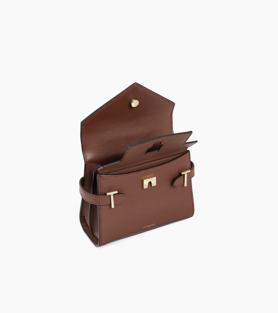 Emilie small handbag with double flap in grained leather