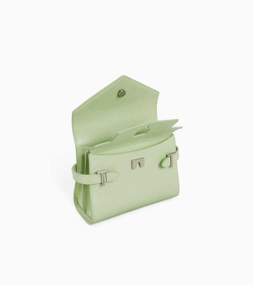 Kleine Handtasche Emilie aus genarbtem Leder mit Doppelklappe