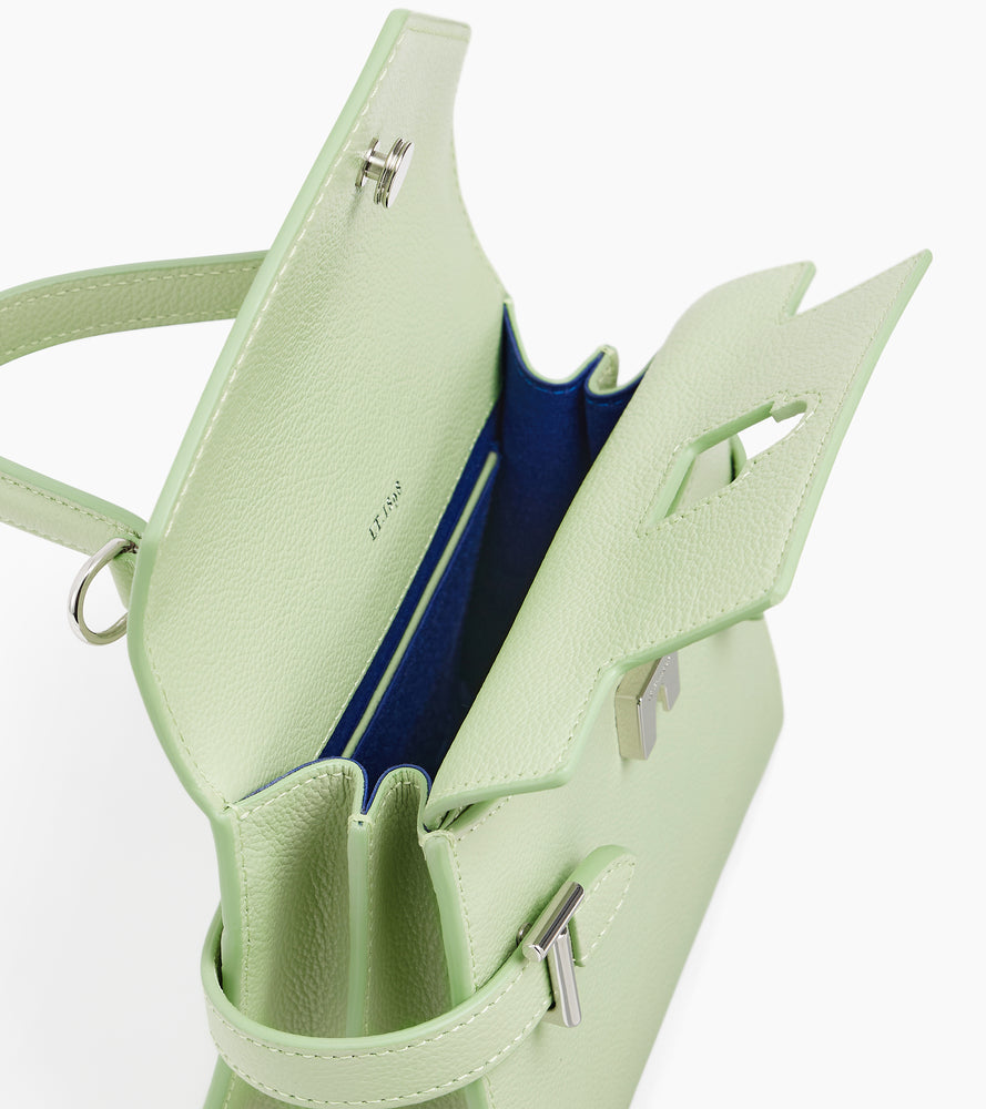 Kleine Handtasche Emilie aus genarbtem Leder mit Doppelklappe
