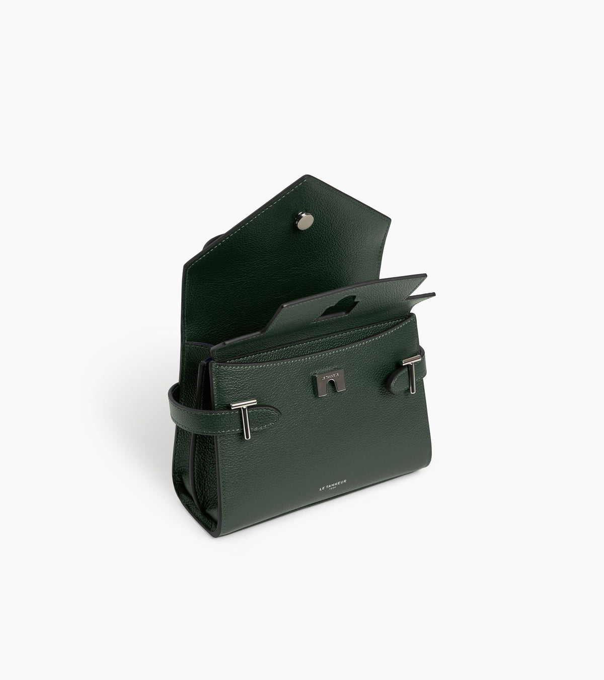 Kleine Handtasche Emilie aus genarbtem Leder mit Doppelklappe