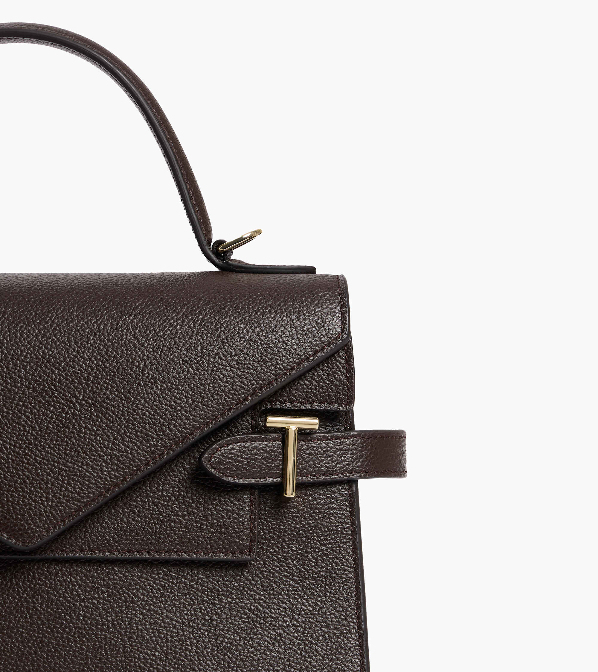 Mittelgroße Handtasche Emilie aus genarbtem Leder mit Doppelklappe