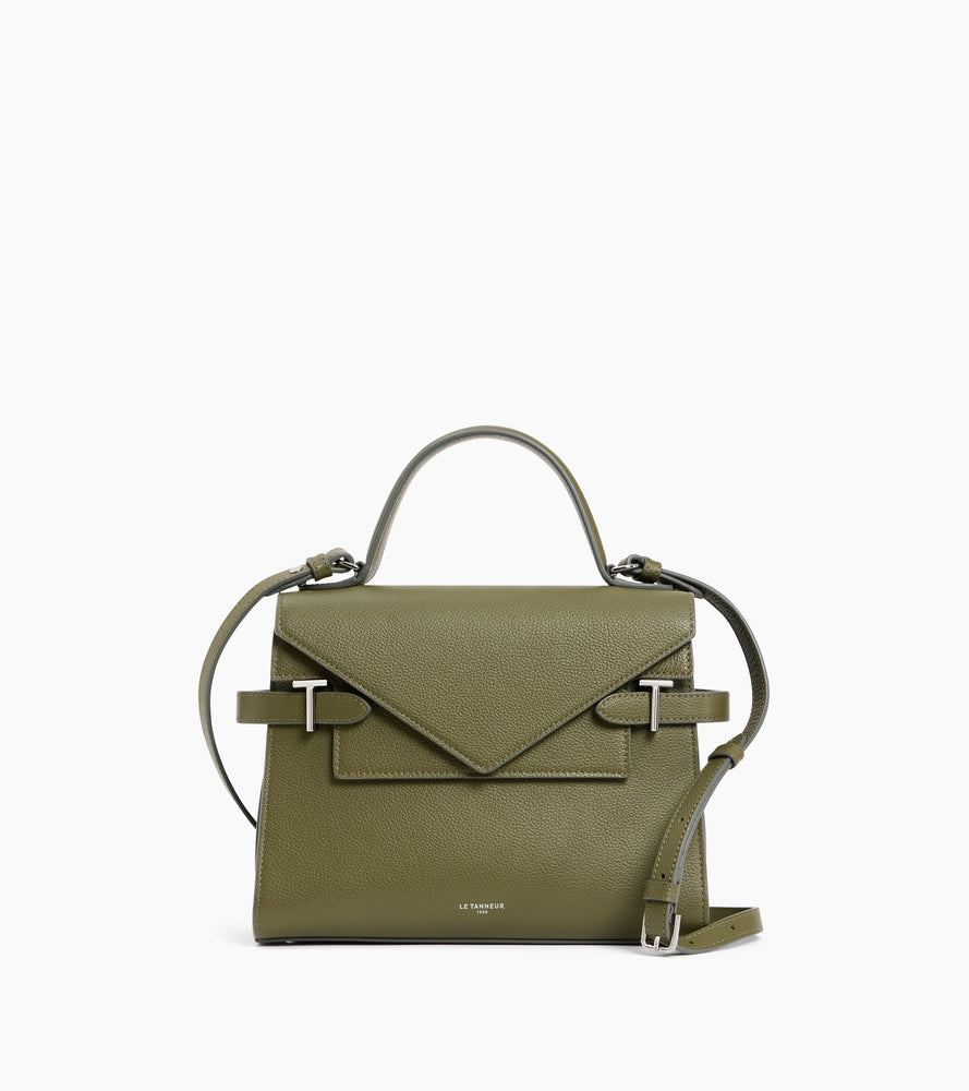 Sac à main double rabat moyen modèle Emilie en cuir grainé