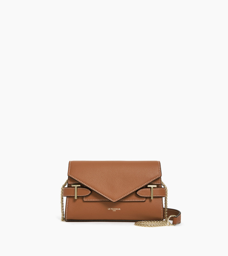 Pochette double rabat Emilie en cuir grainé
