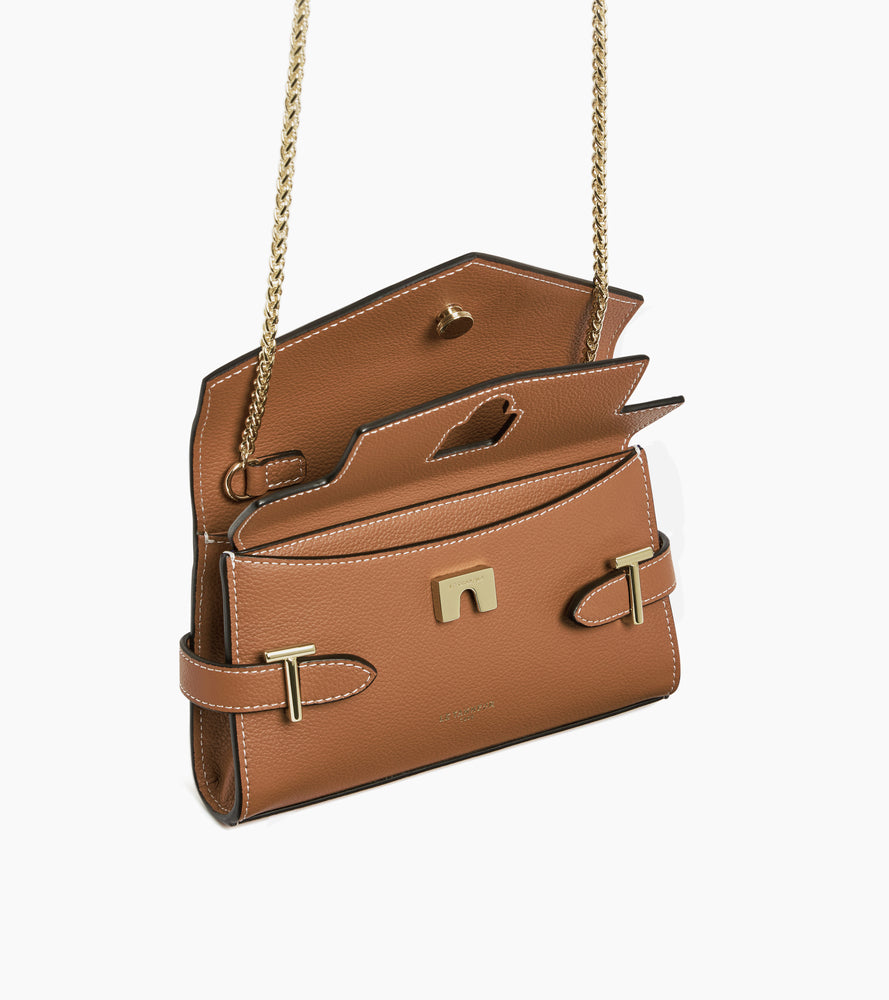 Pochette double rabat Emilie en cuir grainé