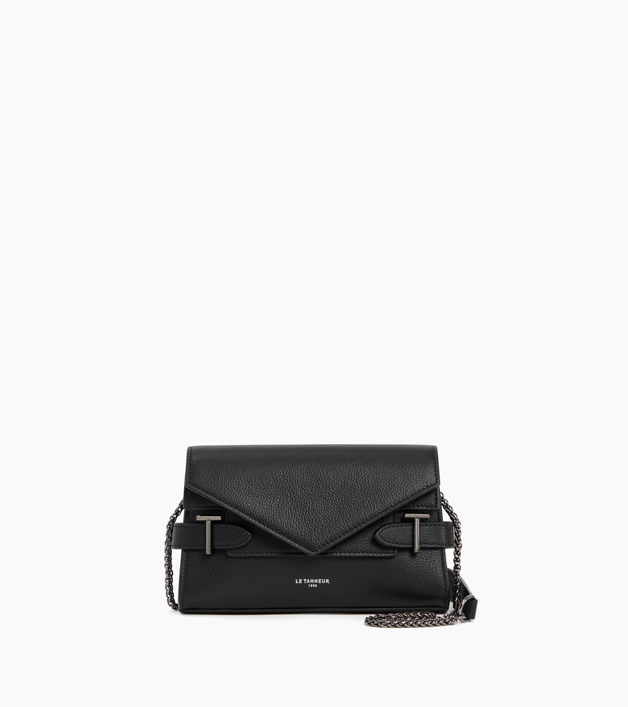Pochette double rabat Emilie en cuir grainé