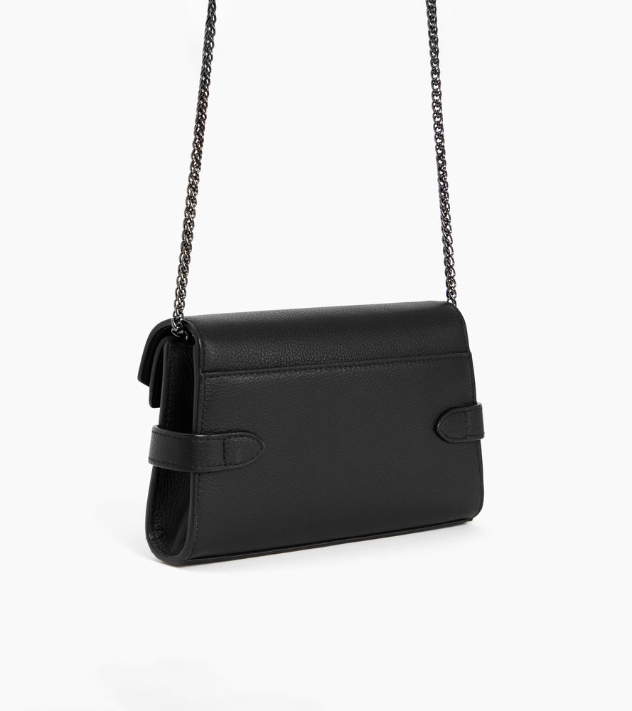 Pochette double rabat Emilie en cuir grainé