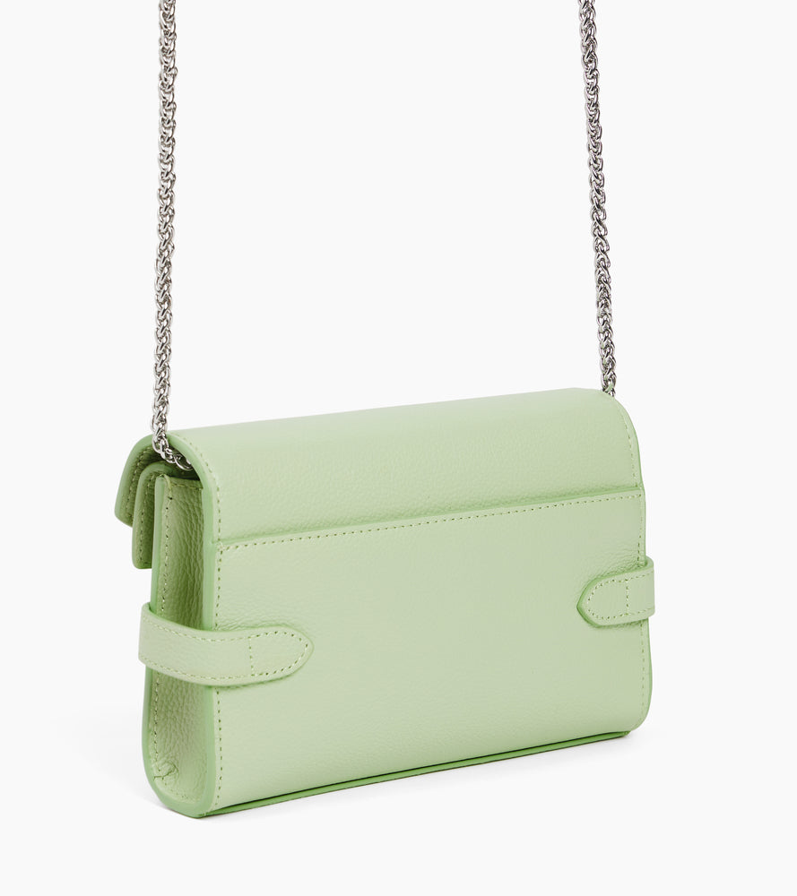 Sac pochette avec bandoulière double rabat Emilie en cuir grainé
