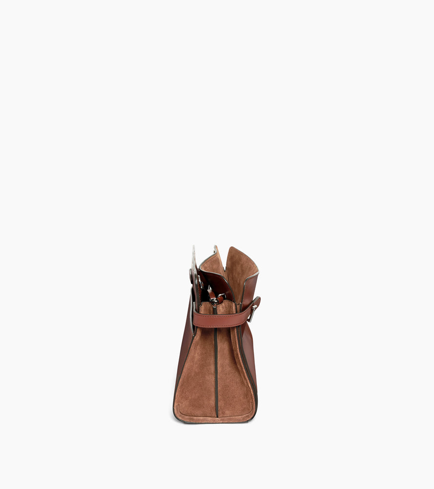 Bolsa de hombro grande modelo Emie en cuero liso y nobuk