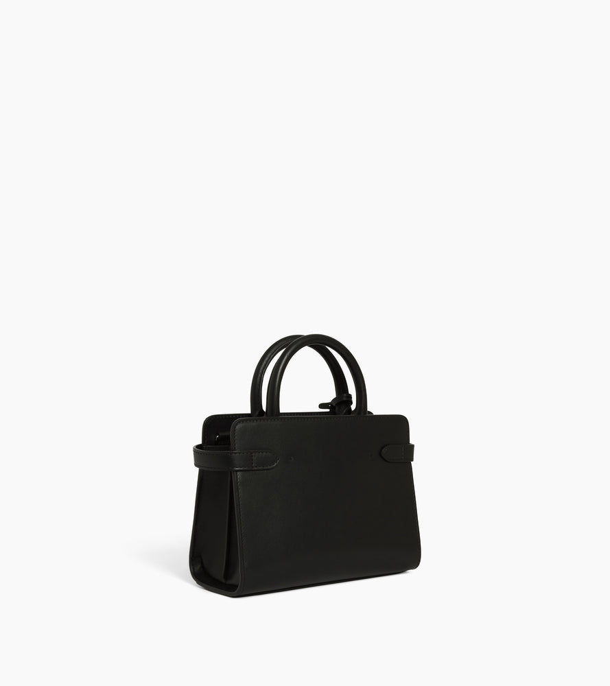 Small Emilie handbag in raffia effect and smooth leather