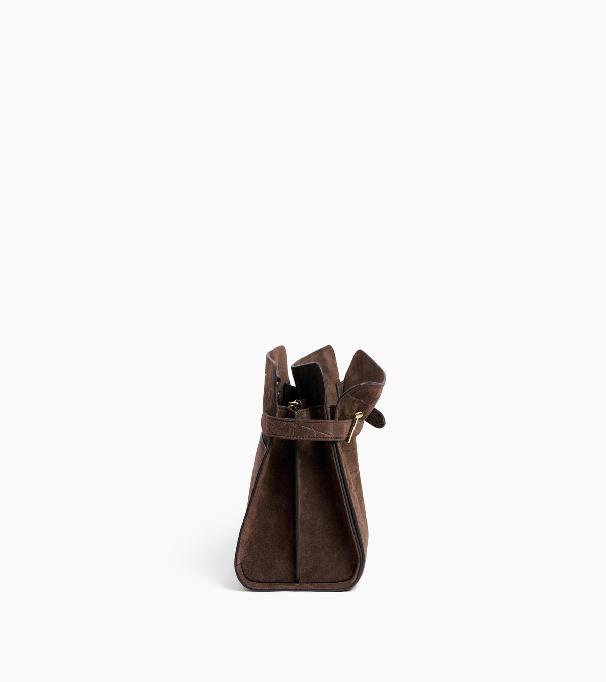Große Schultertasche Emie aus geprägtem Veloursleder in Krokodilleder-Optik