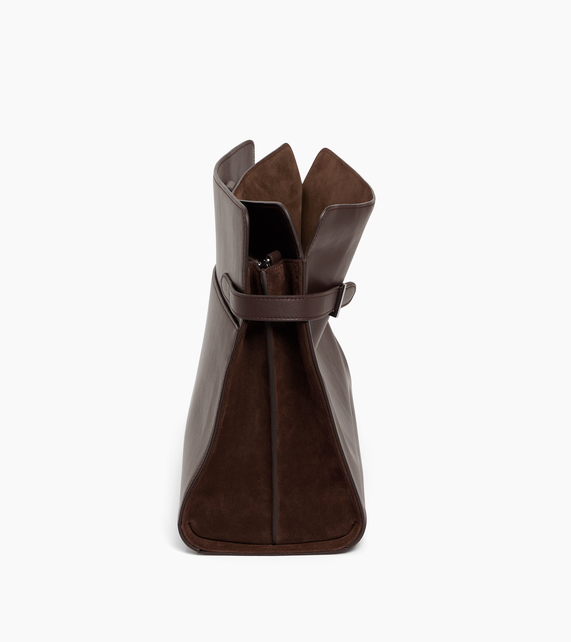 Maxi shoulder bag in smooth leather and nubuck