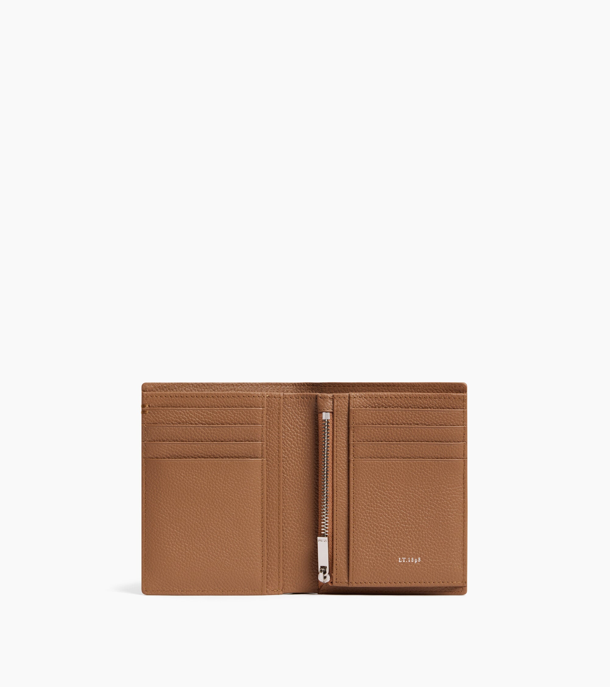 Mittelgroße Brieftasche im Hochformat mit Reißverschluss Lucien aus genarbtem Leder