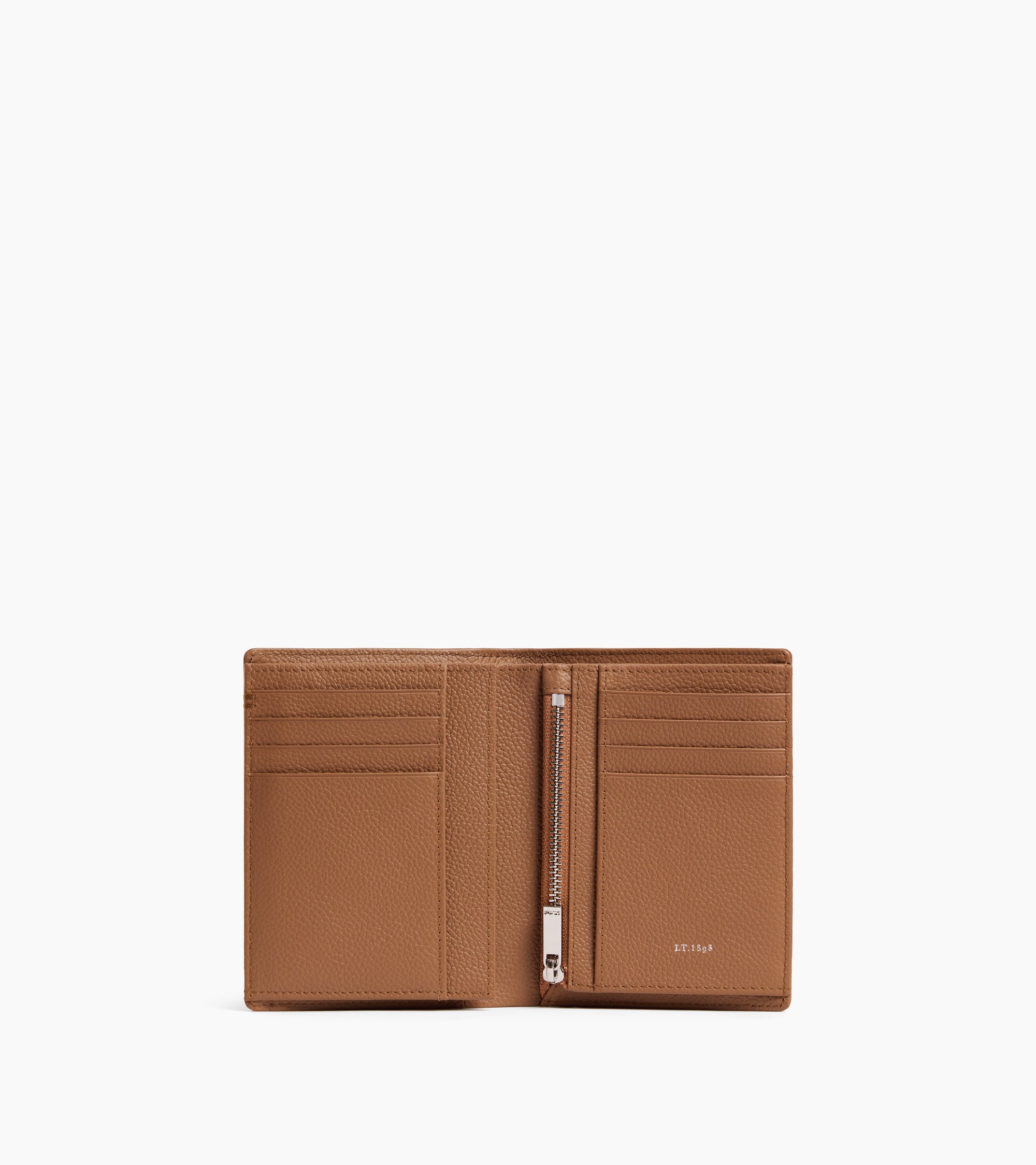 Kleine Bifold-Brieftasche im Hochformat mit Reißverschluss Lucien aus genarbtem Leder