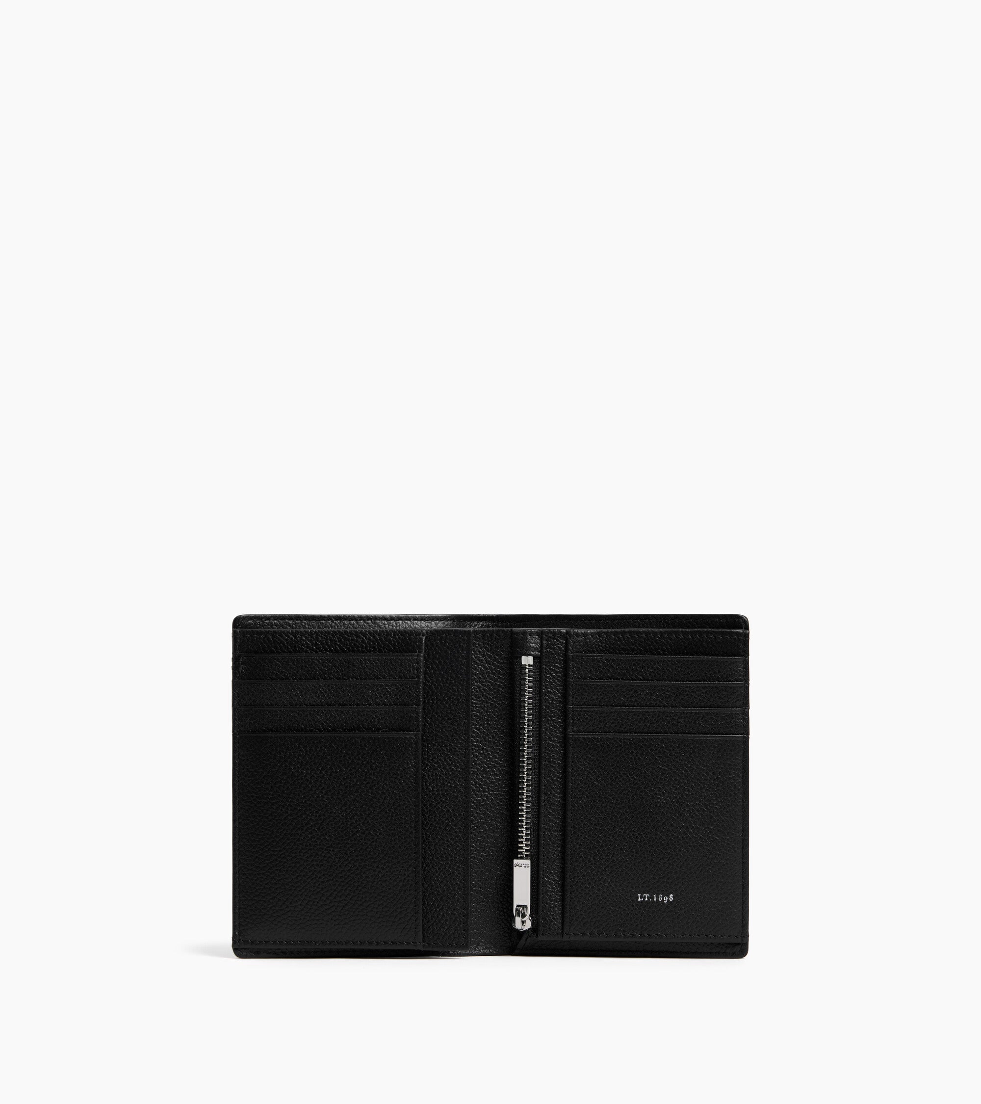 Lucien small vertical two-fold zipped wallet in grained leather