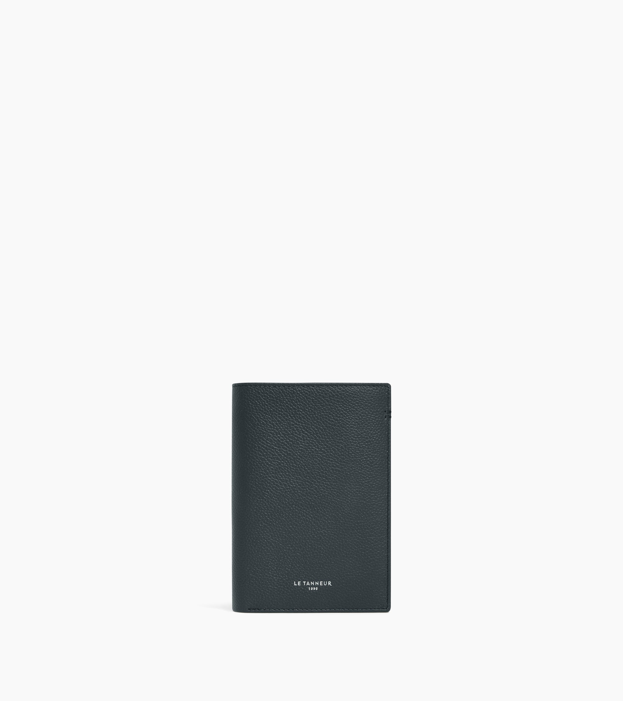 Lucien medium vertical two-fold zipped wallet in grained leather
