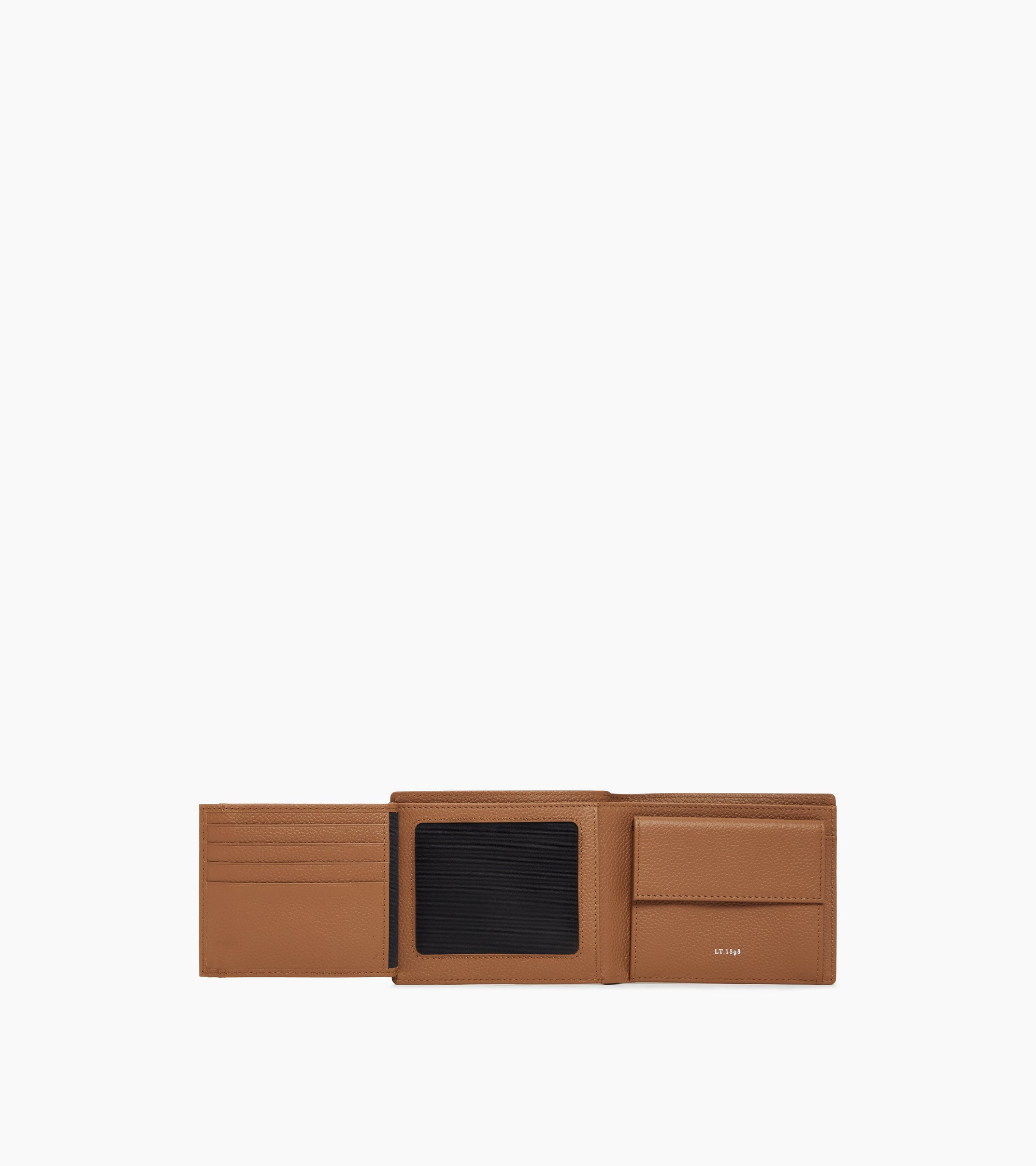 Lucien two-fold wallet with flap in grained leather