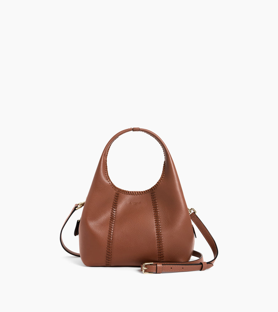 Bolso pequeño Juliette de cuero granulado con pespuntes