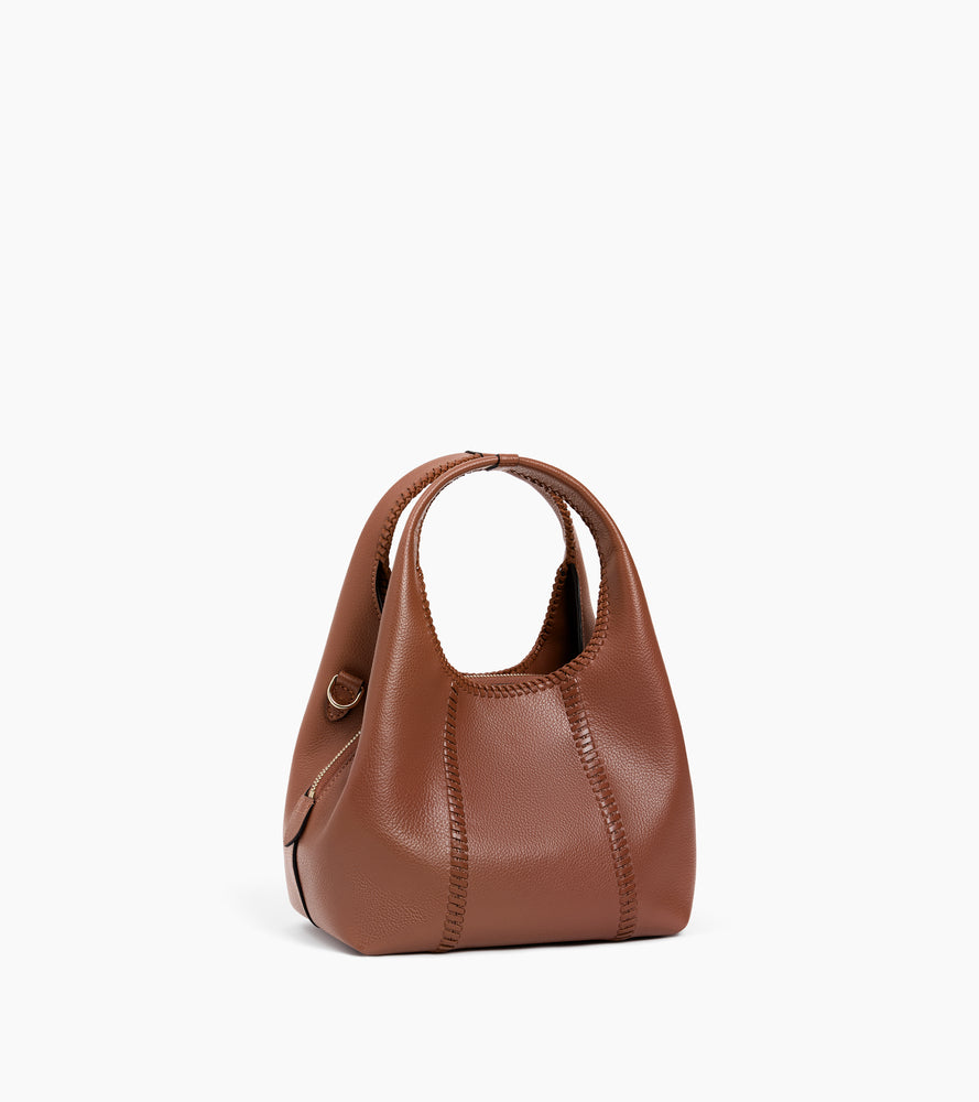 Bolso pequeño Juliette de cuero granulado con pespuntes