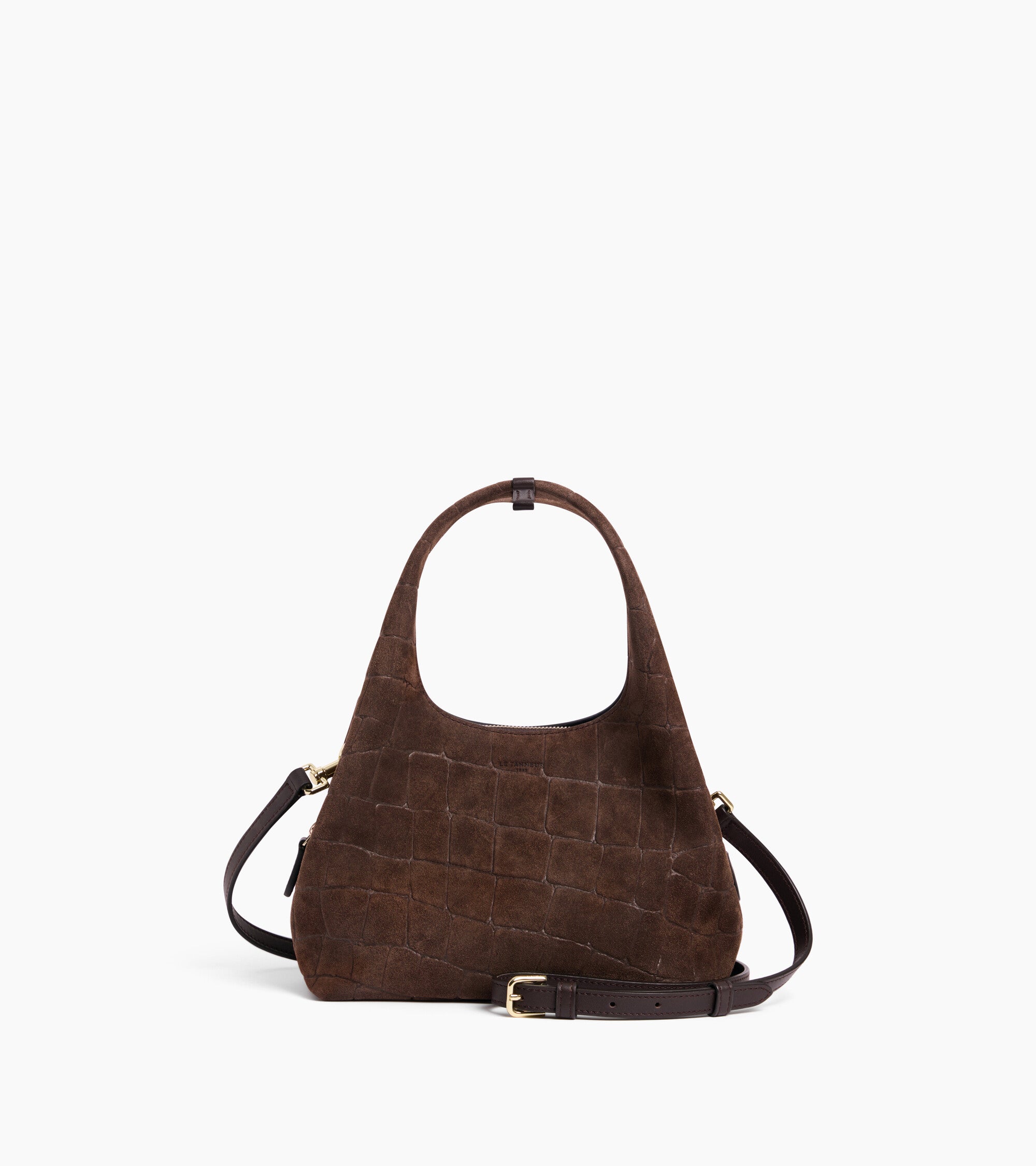 Kleine Handtasche Juliette aus geprägtem Velours-Spaltleder in Krokodilleder-Optik