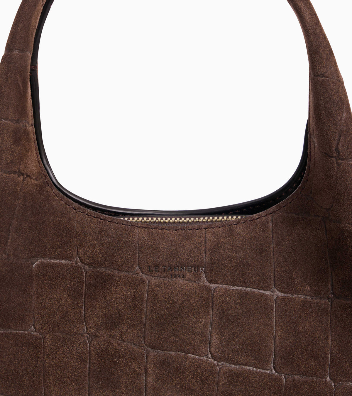 Kleine Handtasche Juliette aus geprägtem Velours-Spaltleder in Krokodilleder-Optik