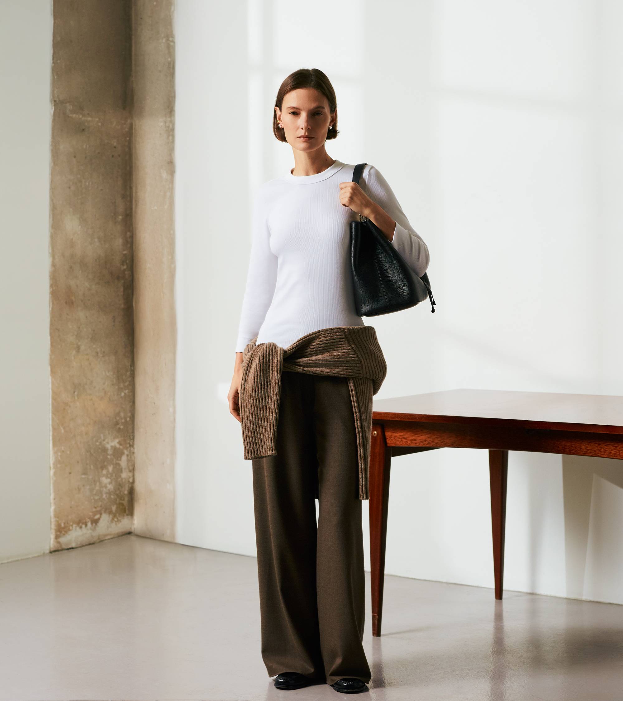 Grand sac seau Louise en cuir grainé