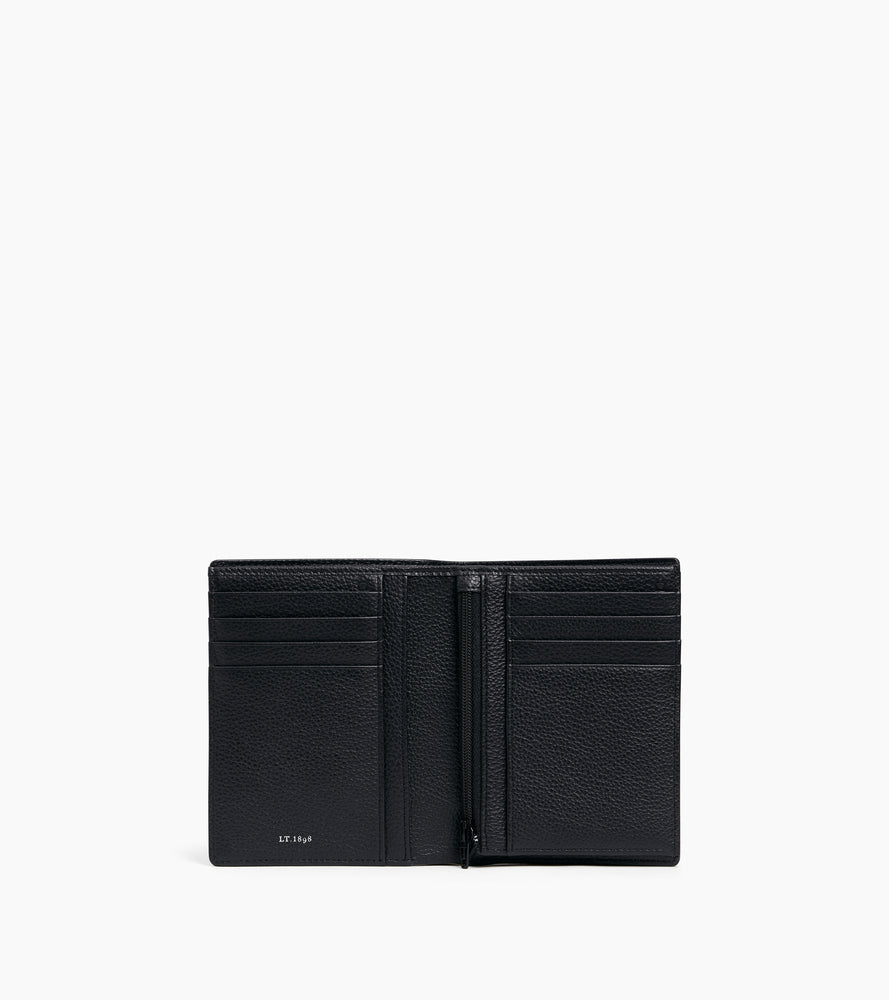 Cartera vertical con cremallera Emile de cuero granulado