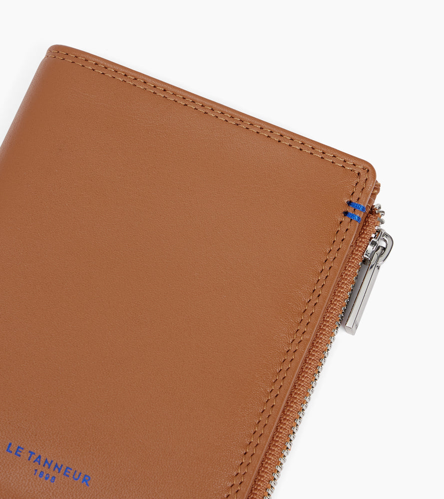 Cartera vertical mediana con cremallera Martin de cuero liso