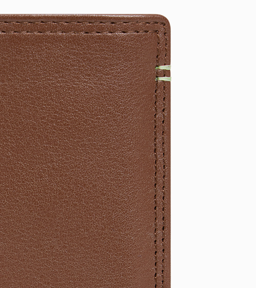 cartera vertical grande con cremallera de 2 secciones de piel lisa