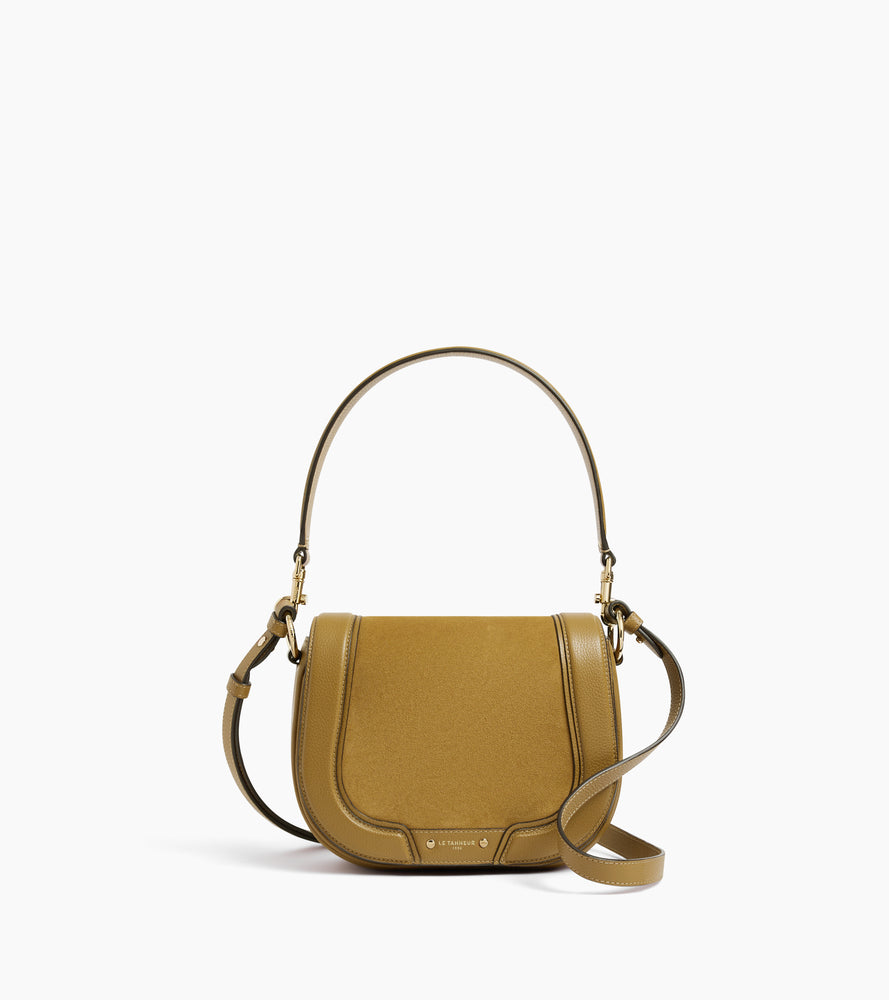 Sac bandoulière moyen modèle Ella en cuir grainé et nubuck