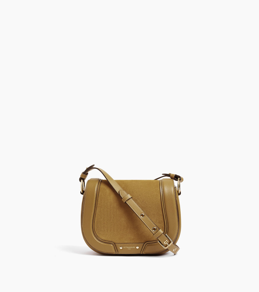 Sac bandoulière moyen modèle Ella en cuir grainé et nubuck