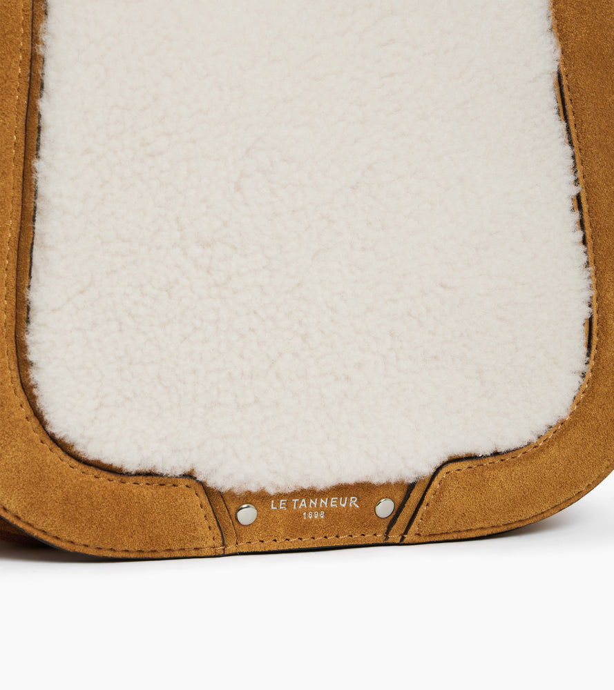 Sac bandoulière moyen modèle Ella en cuir suède et peau lainée
