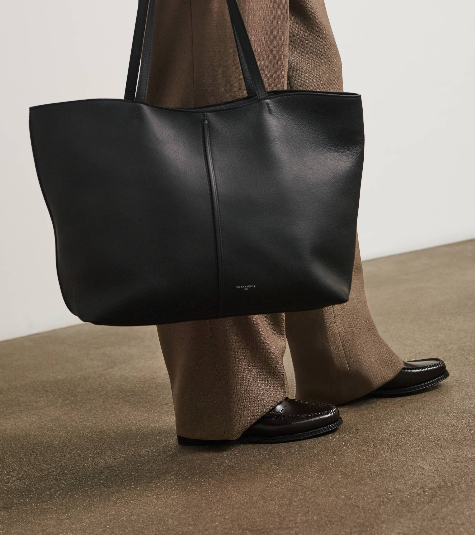 Große Cabas-Tasche Hortense aus doppelseitig genarbtem Leder