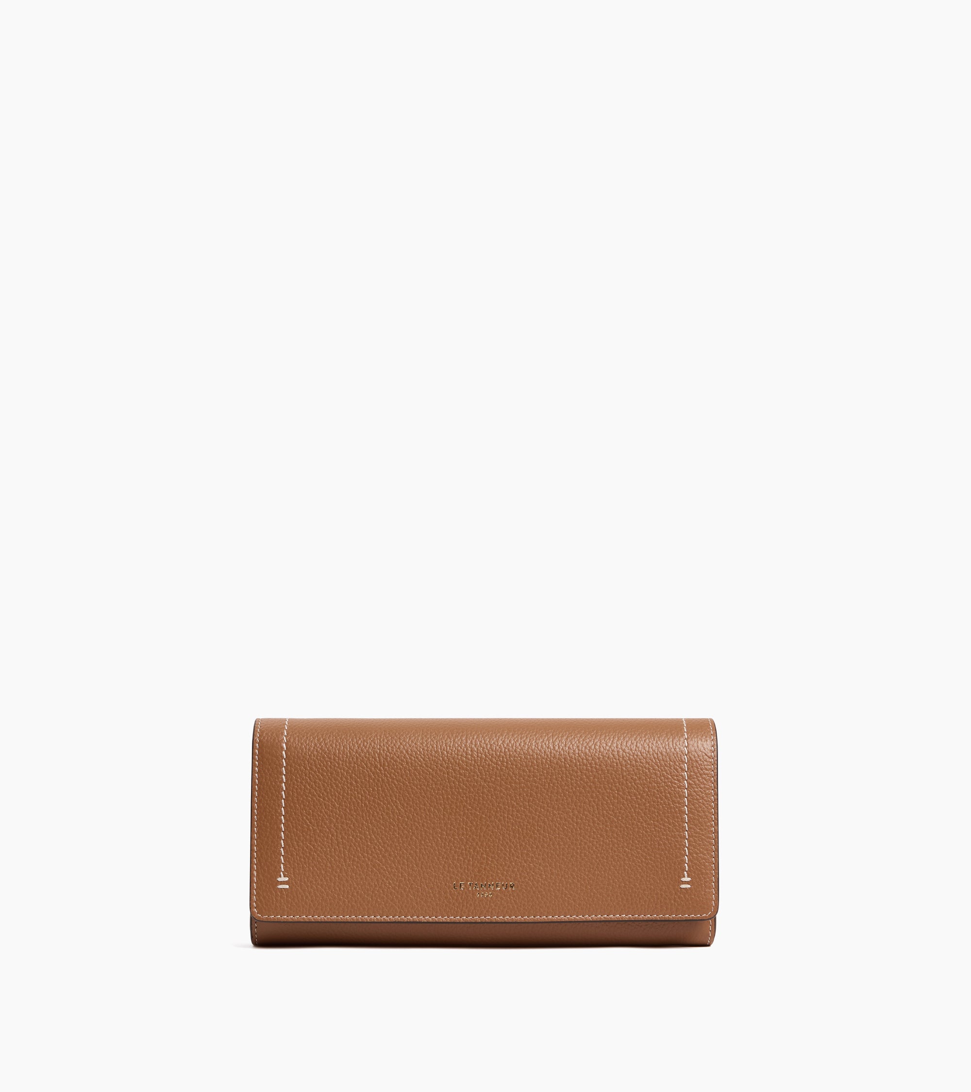 Louison large wallet with flap in grained leather