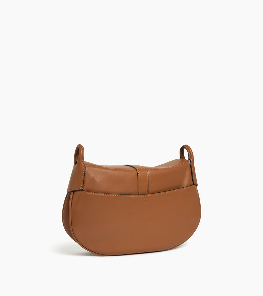 Bolso bandolera pequeño Pia efecto rafia y cuero liso