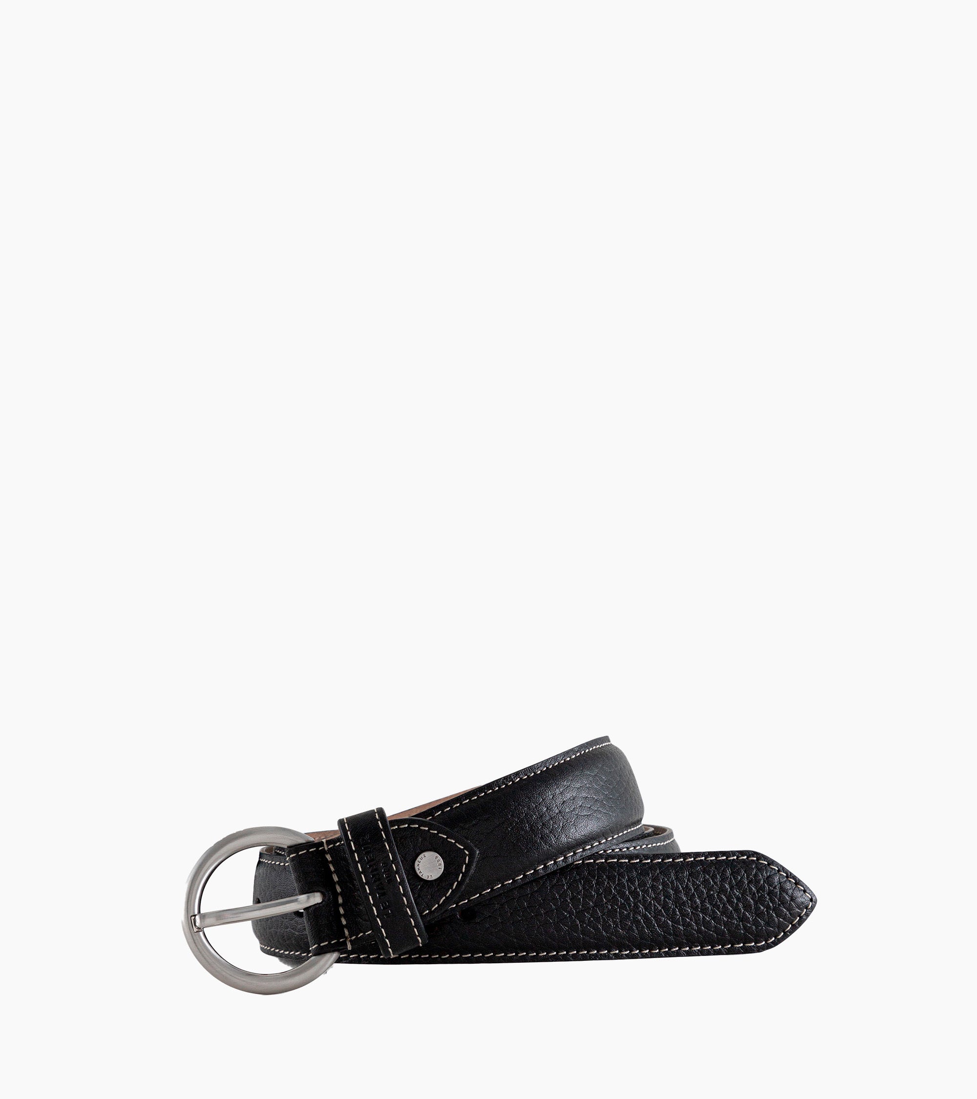 Ceinture femme avec boucle ronde en cuir grainé