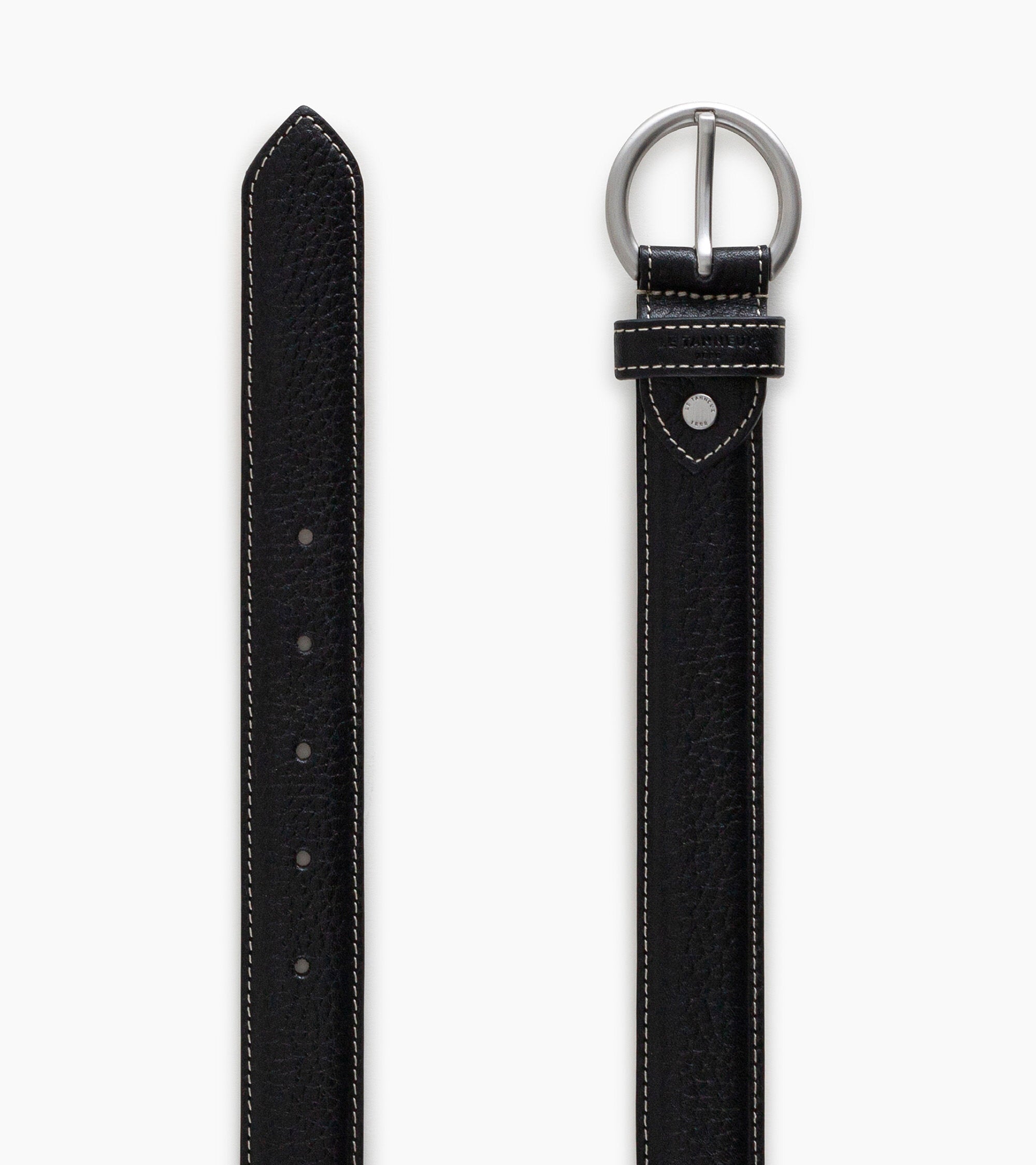 Ceinture femme avec boucle ronde en cuir grainé